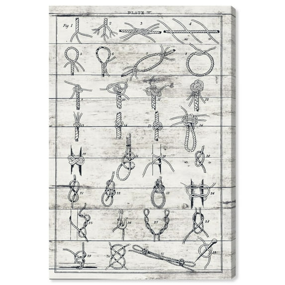 Wynwood Studio 'Sea Knots II' Nautical and Coastal Wall Art Canvas Print - Blue, White, 16" x 24"