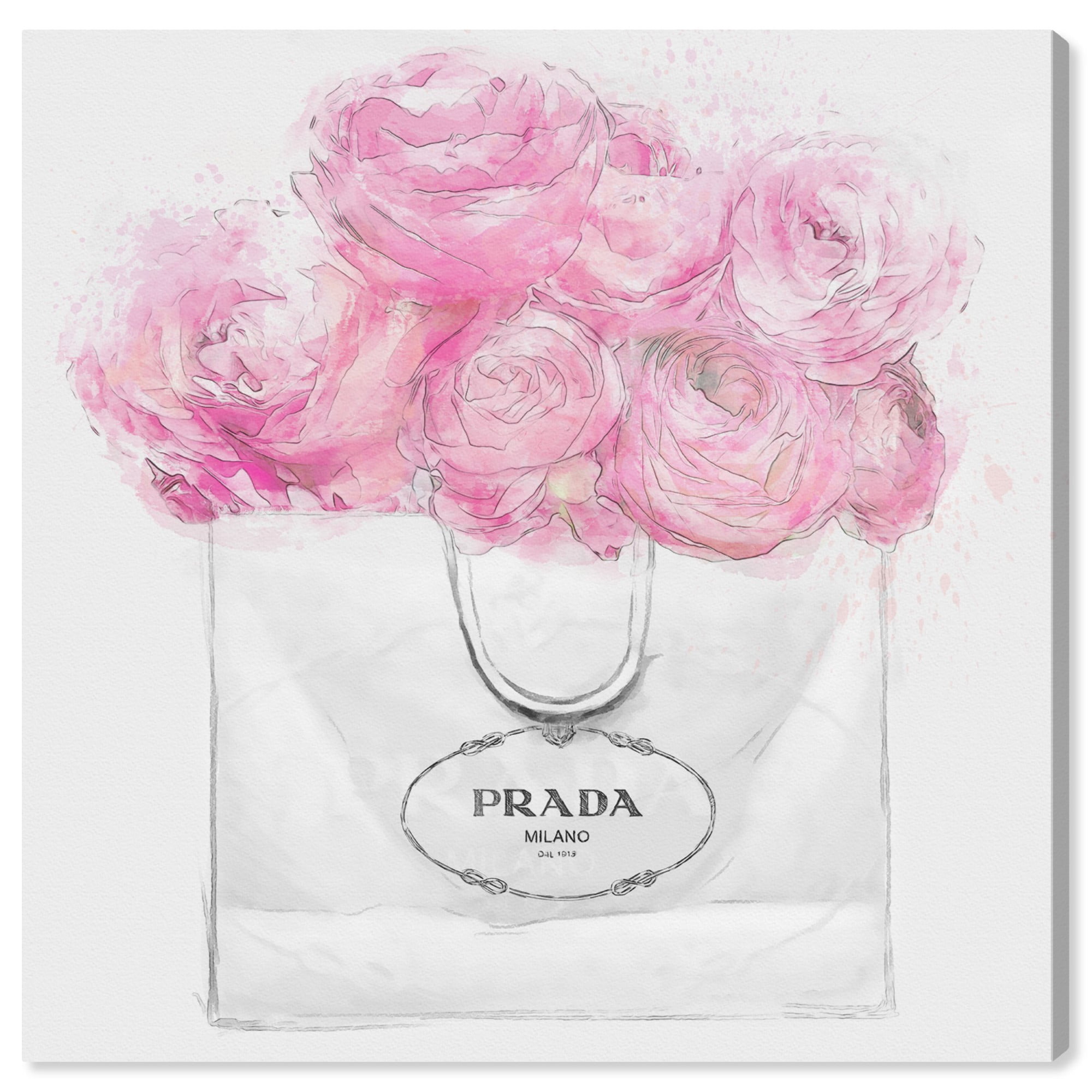 Wynwood Studio 'Shopping for Peonies Light' Fashion and Glam Wall Art Canvas Print - Pink, White, 20 x 20