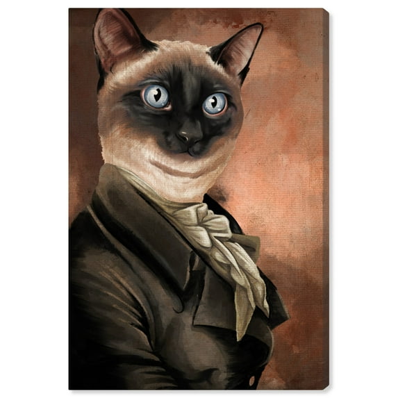 Wynwood Studio 'Siamese Gentlemen' Animals Wall Art Canvas Print - Brown, White, 24" x 36"