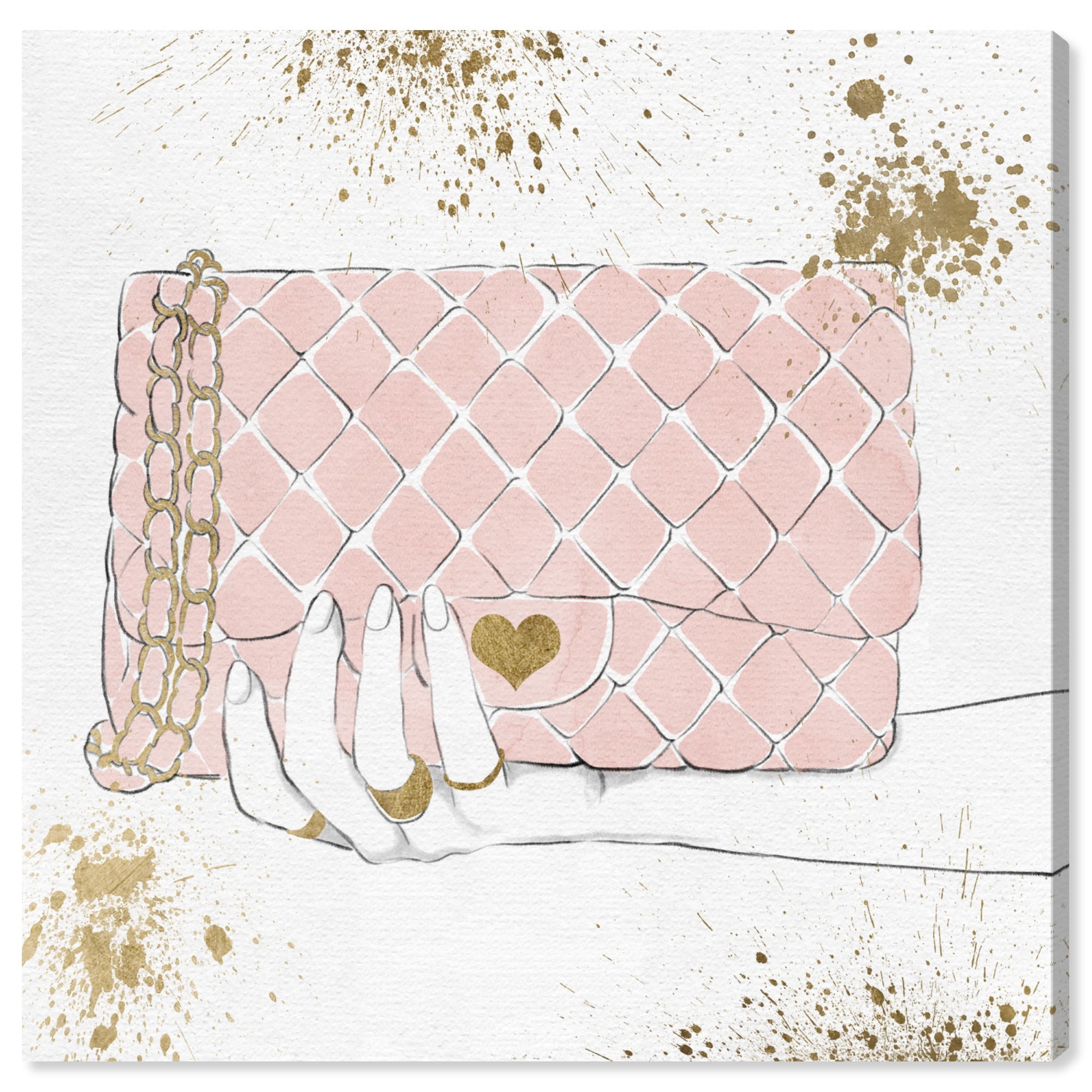 Wynwood Studio 'Soft Blush Purse' Fashion and Glam Wall Art Canvas Print - Pink, White, 30" x 30"