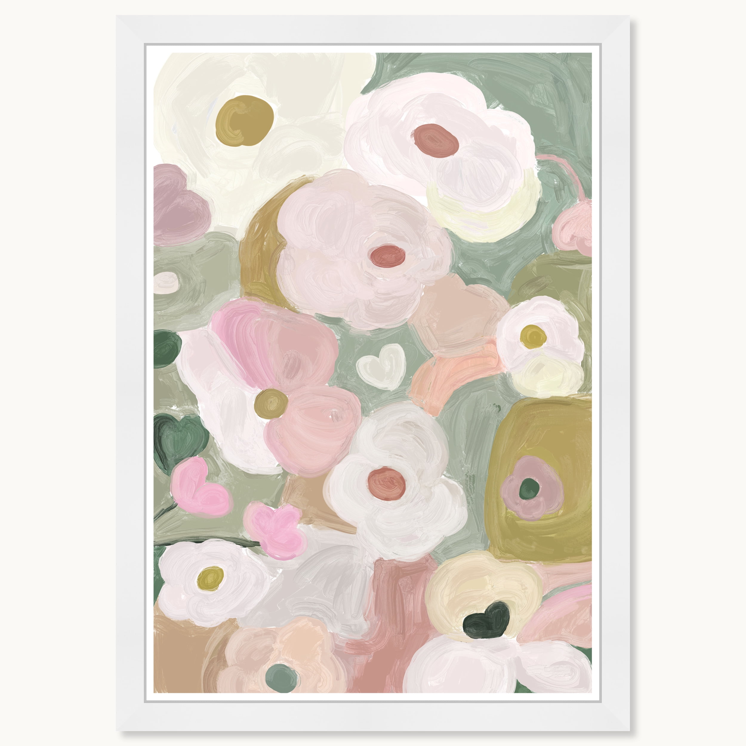 Soft Petals II White Framed Floral Canvas Print, 15" x 21"