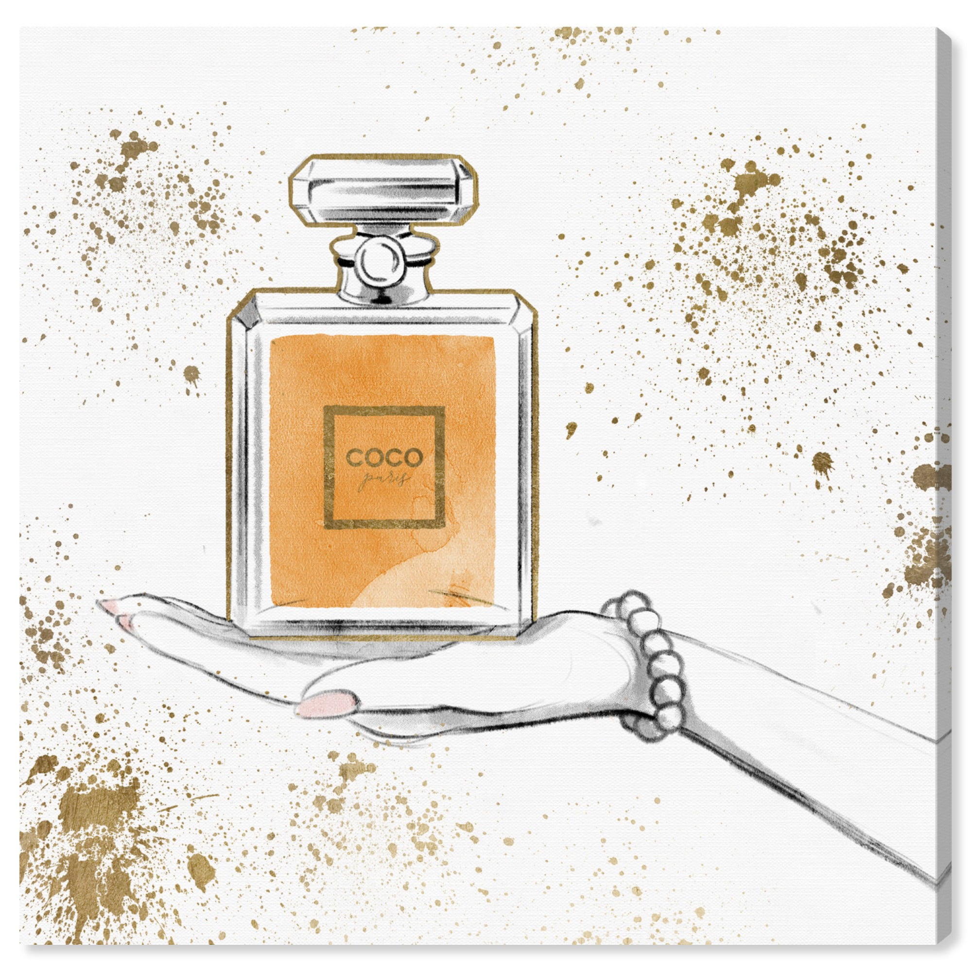 Wynwood Studio 'Soft Sunset Perfume' Fashion and Glam Wall Art Canvas Print - White, Orange, 20" x 20"