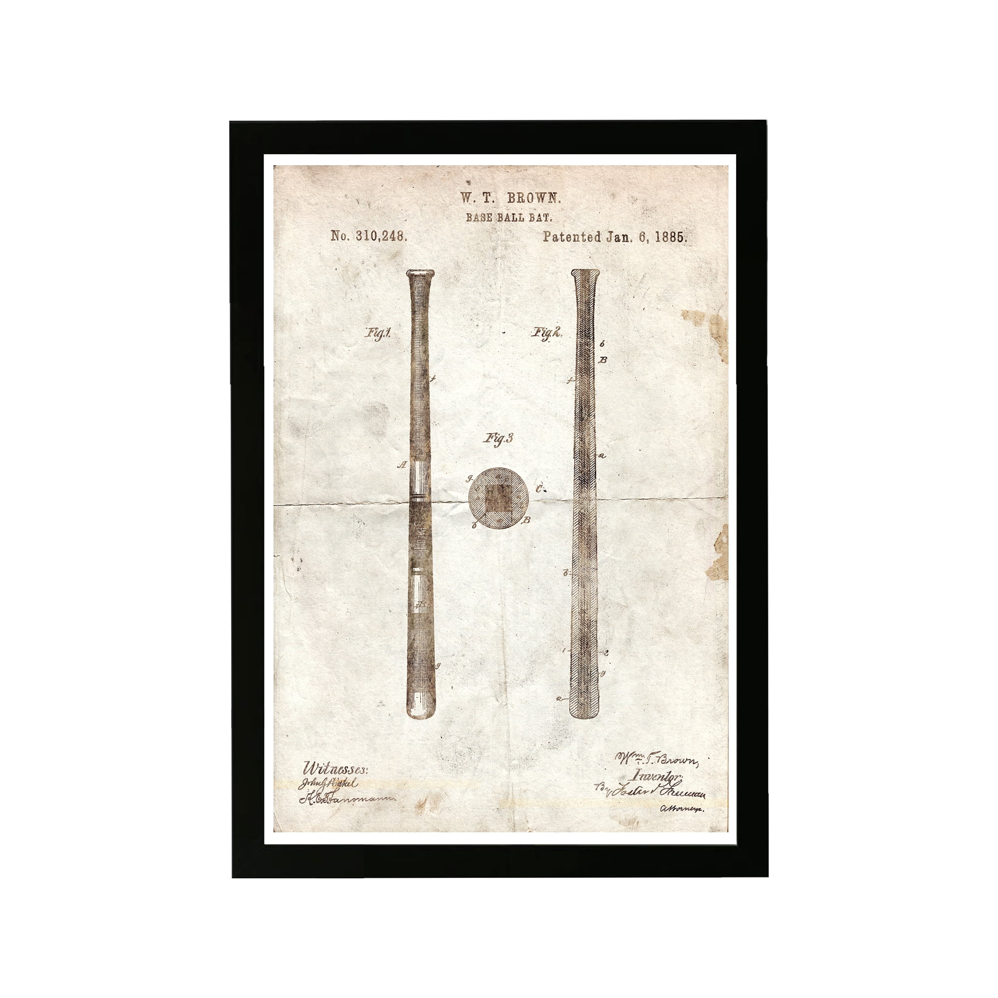 Wynwood Studio Sports and Teams Framed Wall Art Prints 'Baseball Bat