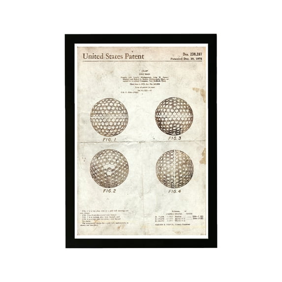 Wynwood Studio Sports and Teams Framed Wall Art Prints 'Golf Ball 1975 Parchment' Golf Home Decor - Brown, Brown, 13" x 19"