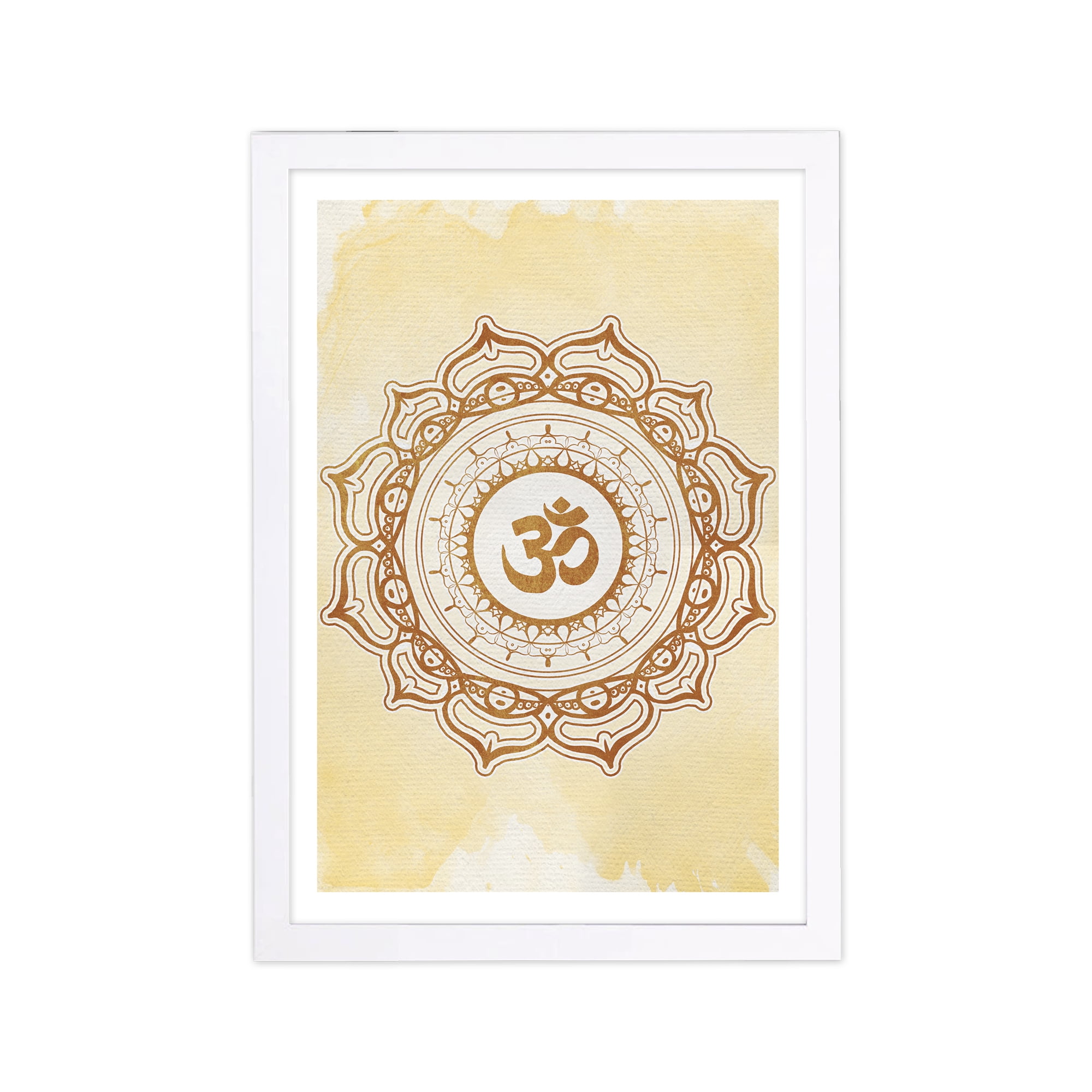 Wynwood Studio Symbols and Objects Framed Wall Art Prints 'Meditate On Yellow' Mystic Symbols Home Décor - Gold, Yellow, 13" x 19"