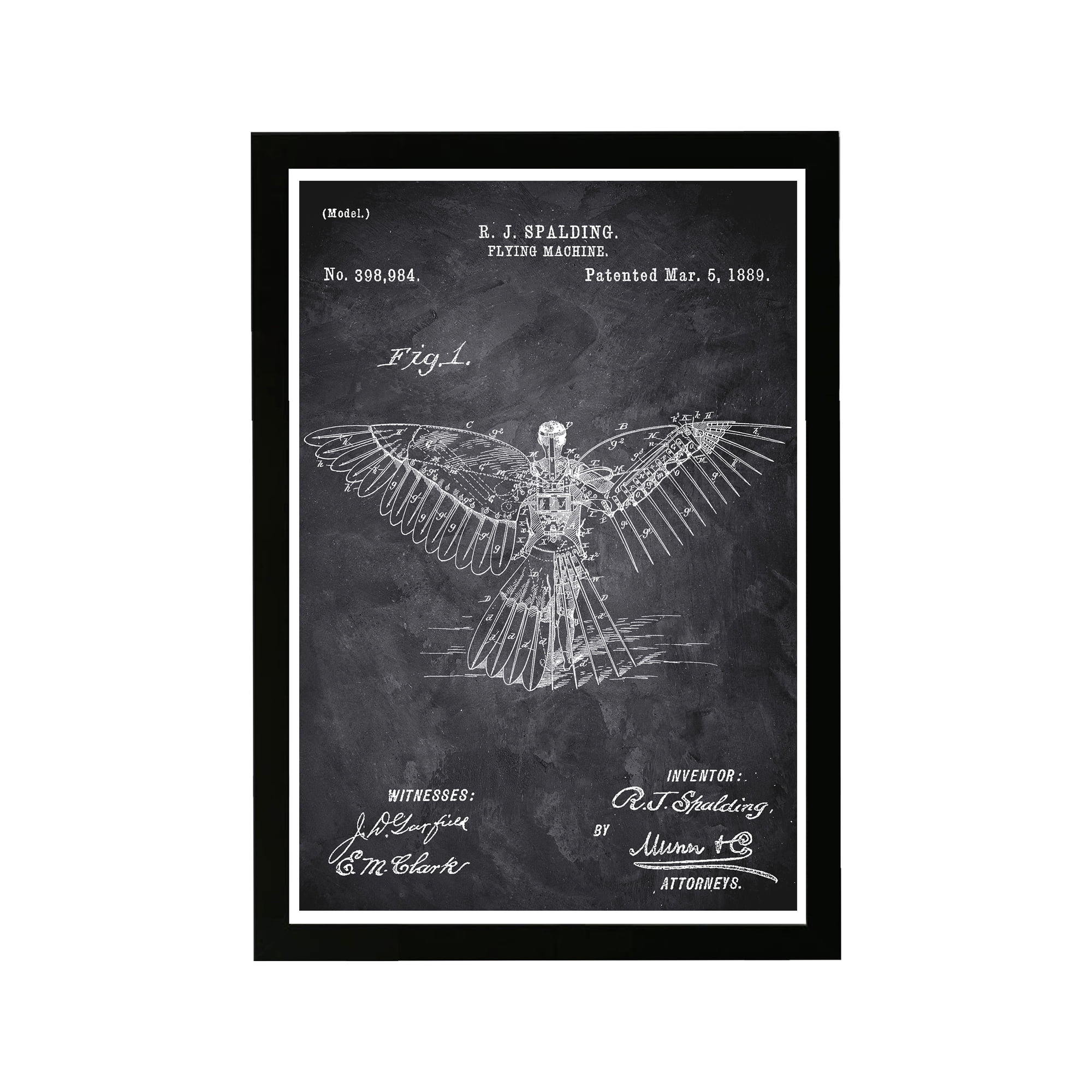 Vintage Black and White Framed Transportation Print for Kids