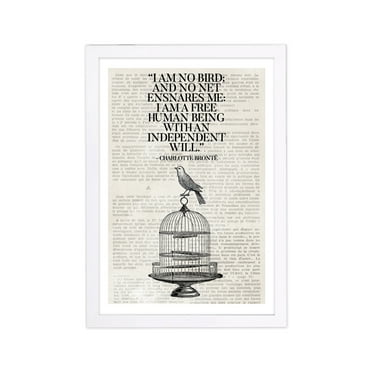 Wynwood Studio Typography and Quotes Framed Wall Art Prints 'A Free Bird' Inspirational Quotes and Sayings - Black, White, 13" x 19"
