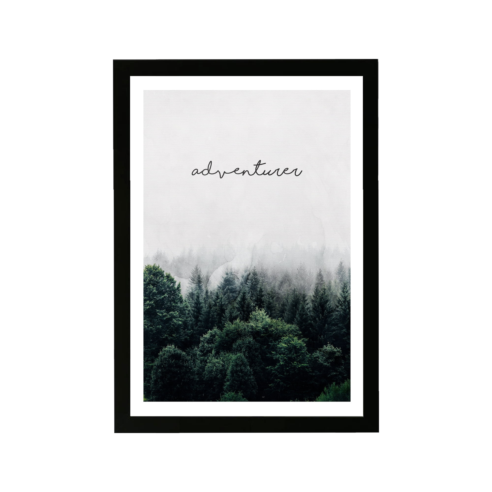Adventurer Wilderness Green and White Motivational Quote Print