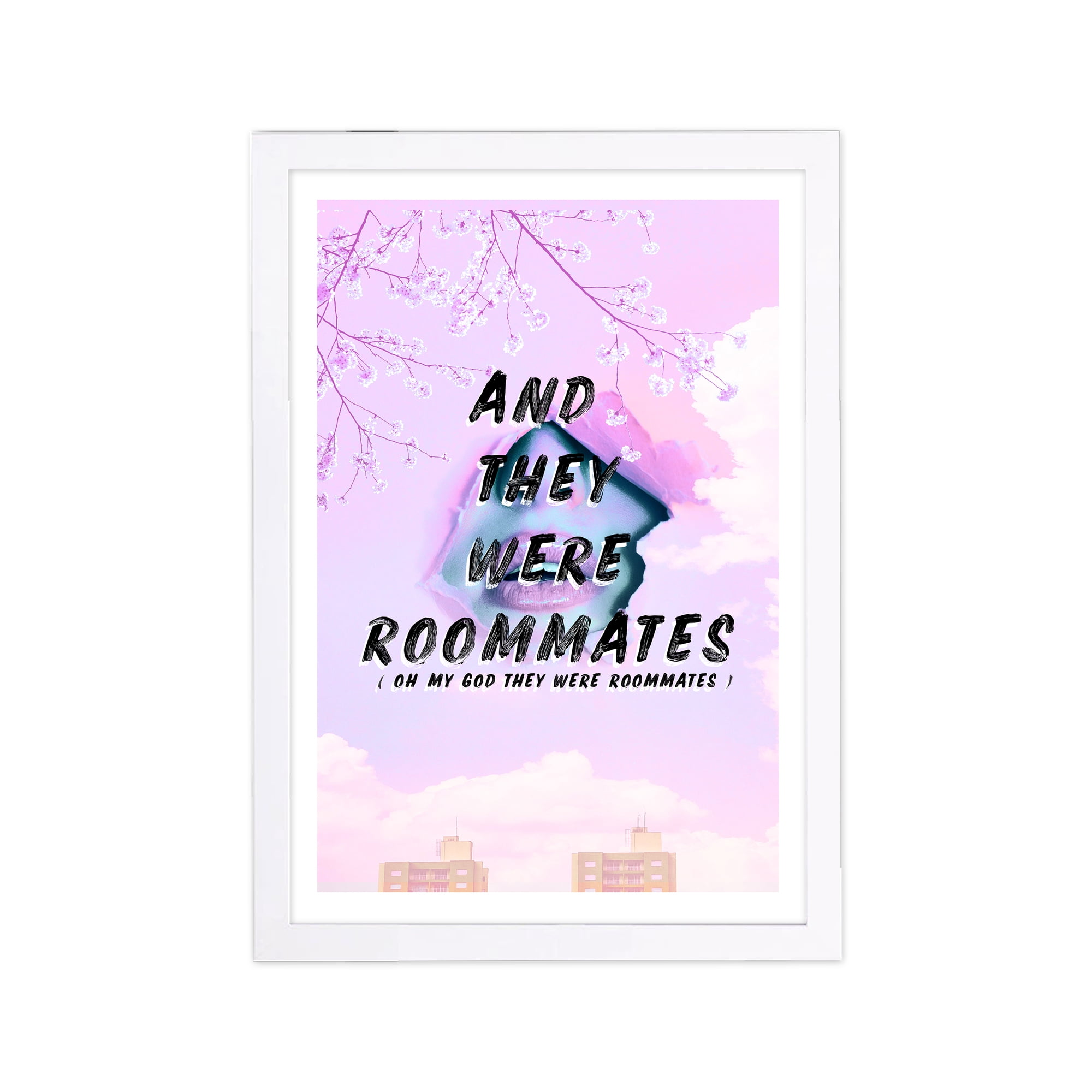 Wynwood Studio Typography and Quotes Framed Wall Art Prints 'And They Were Roommates' Quotes and Sayings - Purple, Black, 13" x 19"