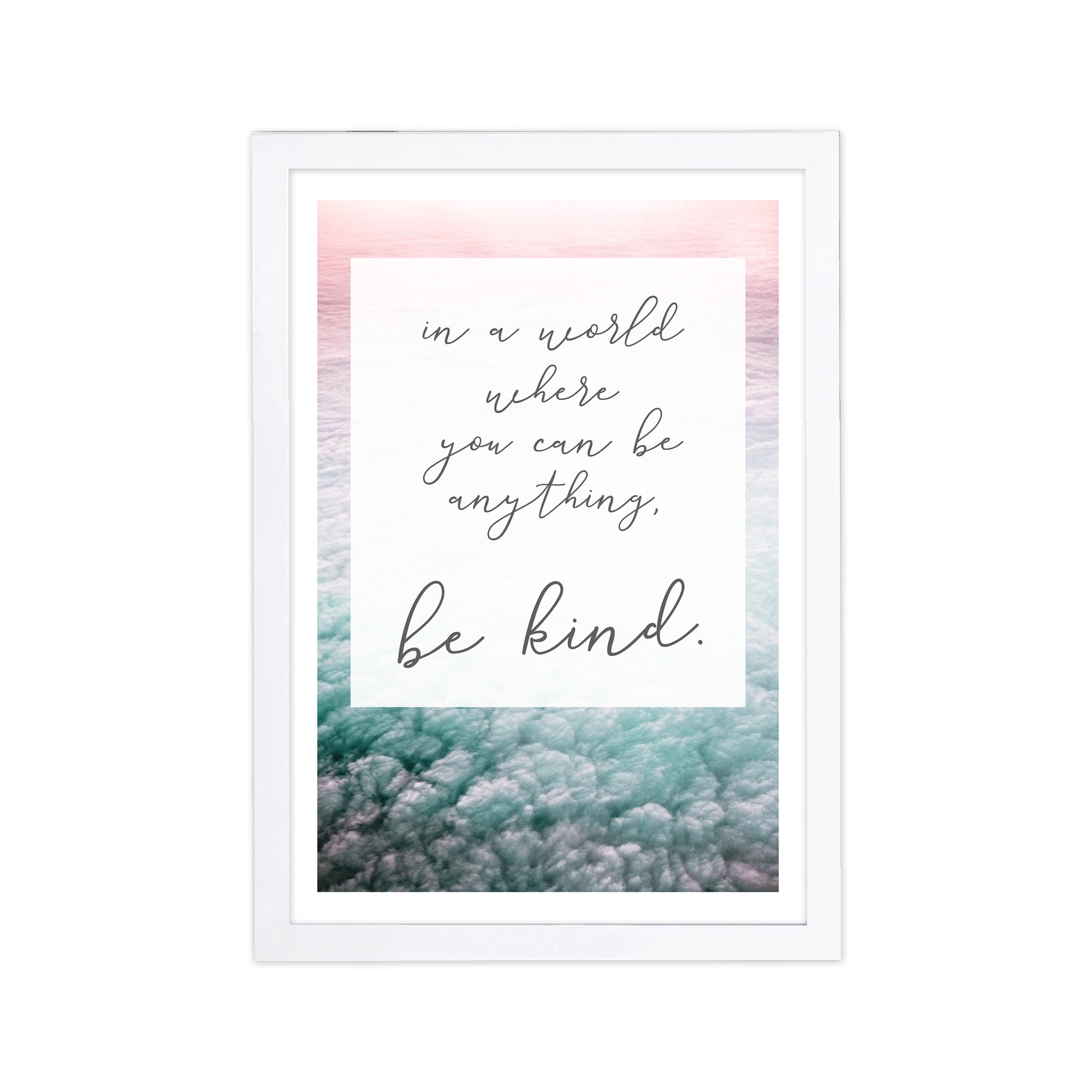 Wynwood Studio Typography and Quotes Framed Wall Art Prints 'Be Anything Be Kind' Inspirational quotes - Pink, White, 13" x 19"