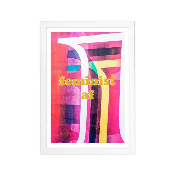 Wynwood Studio Typography and Quotes Framed Wall Art Prints 'Feminist Colorful' Empowered Women Quotes and Sayings - Gold, Pink, 13" x 19"