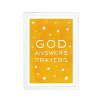 Wynwood Studio Typography and Quotes Framed Wall Art Prints 'God Answers Prayers Yellow' Inspirational quotes - Yellow, White, 13" x 19"