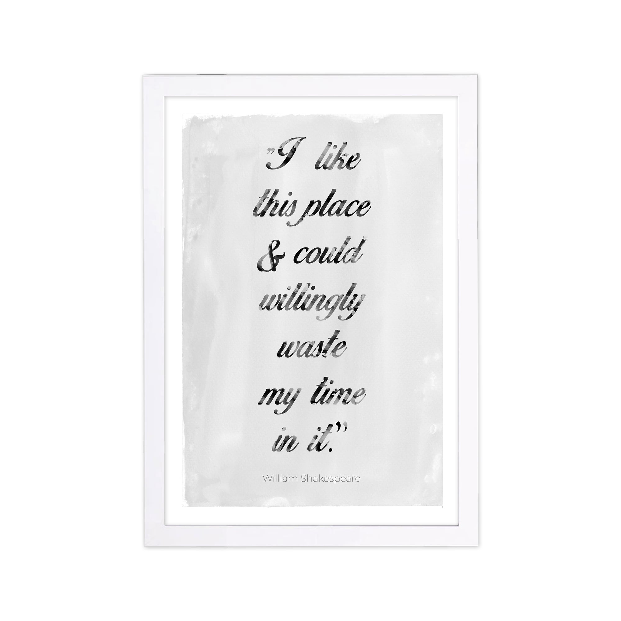Wynwood Studio Typography and Quotes Framed Wall Art Prints 'I Like This Place Shakespeare' Inspirational quotes - Black, White, 13" x 19"