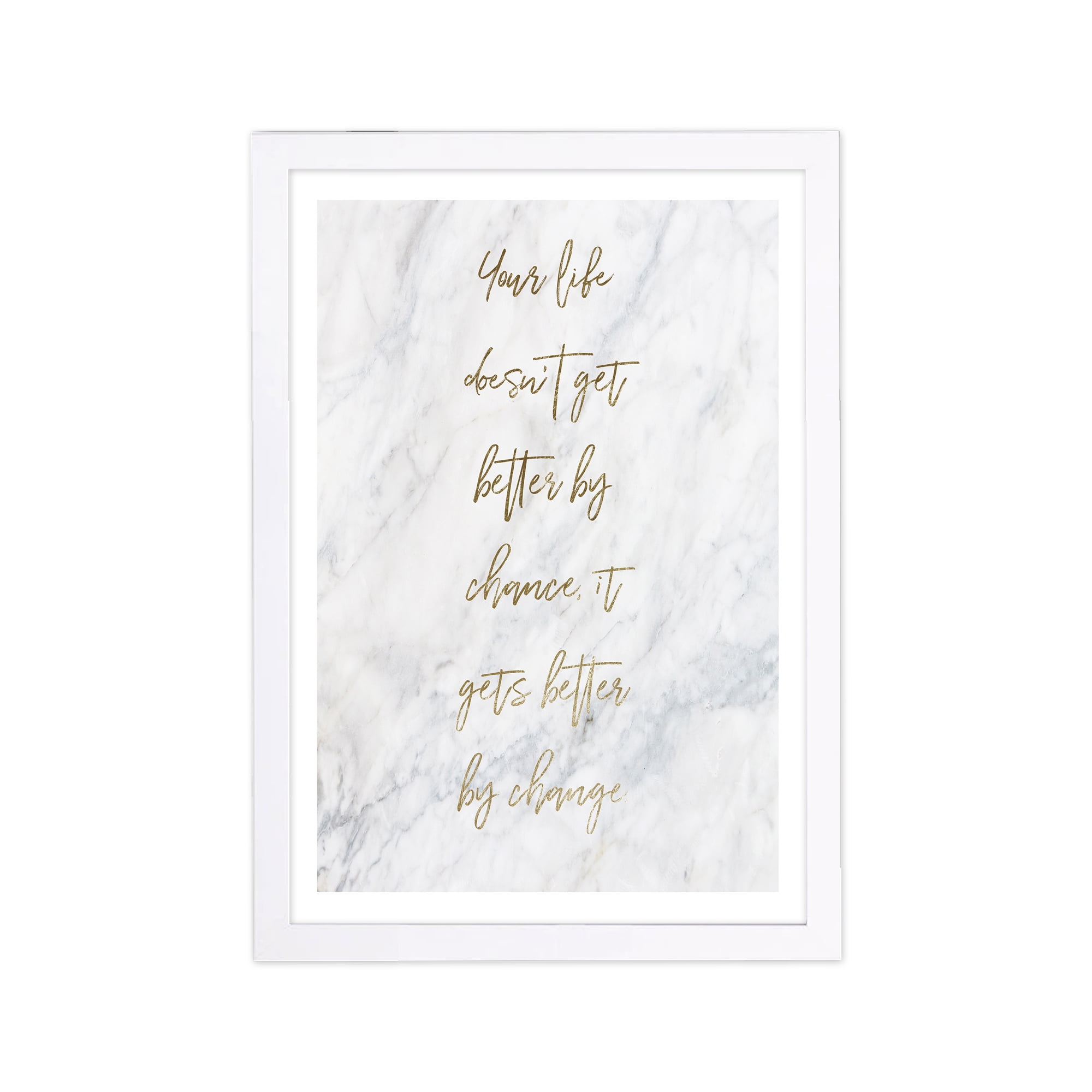 Gold and White Motivational Quote Framed Wall Art, 13" x 19"