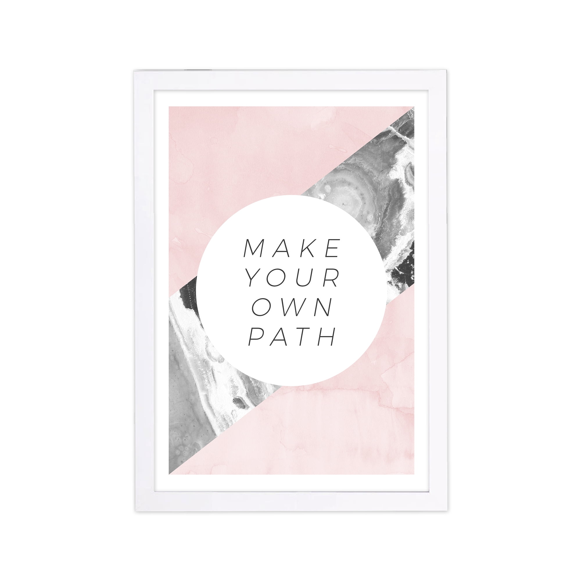 Wynwood Studio Typography and Quotes Framed Wall Art Prints 'Make Your Path' Inspirational Quotes and Sayings - Pink, Gray, 13" x 19"