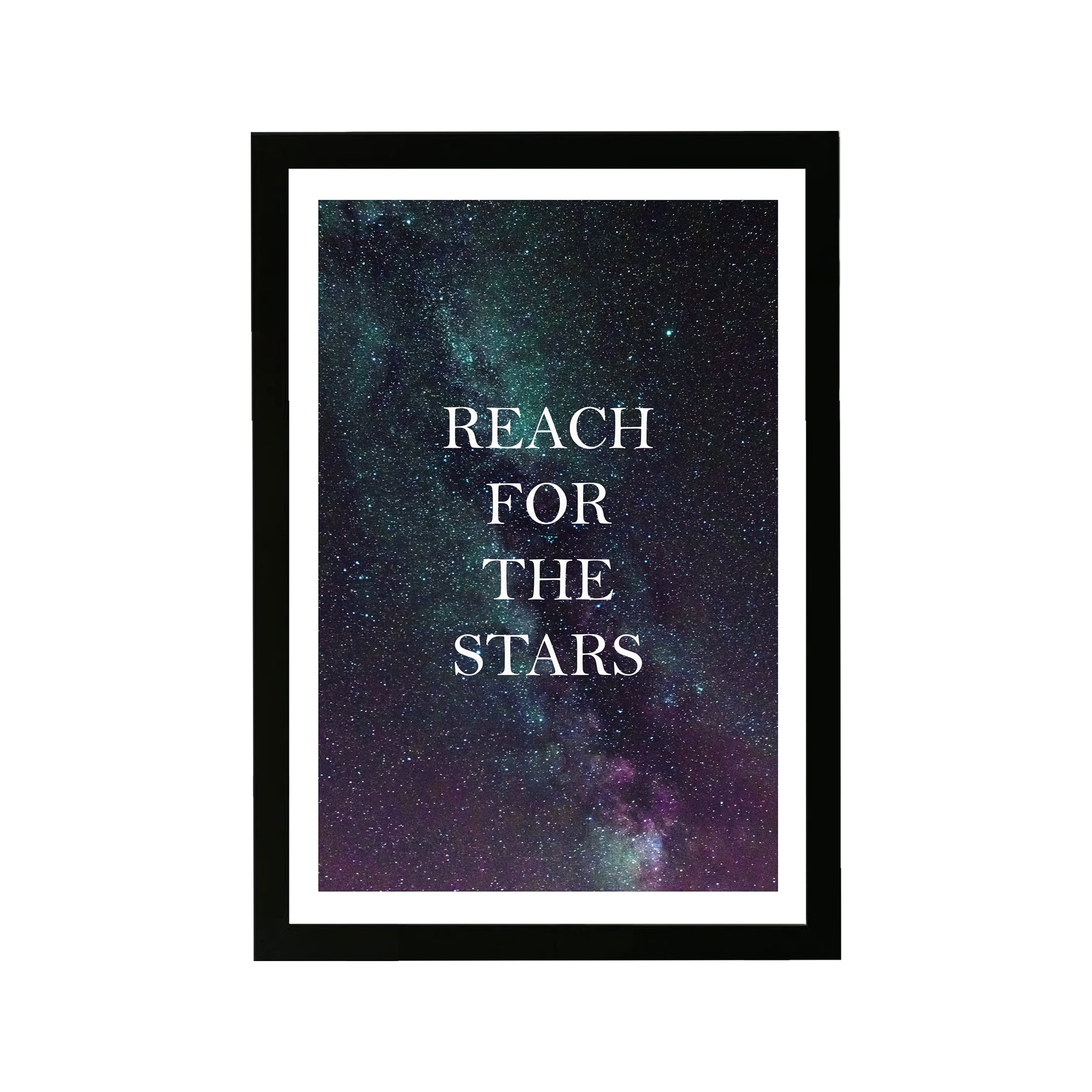 Wynwood Studio Typography and Quotes Framed Wall Art Prints 'Reach For The  Stars' Inspirational quotes - Green, Purple, 13\, image size:2000x2000
