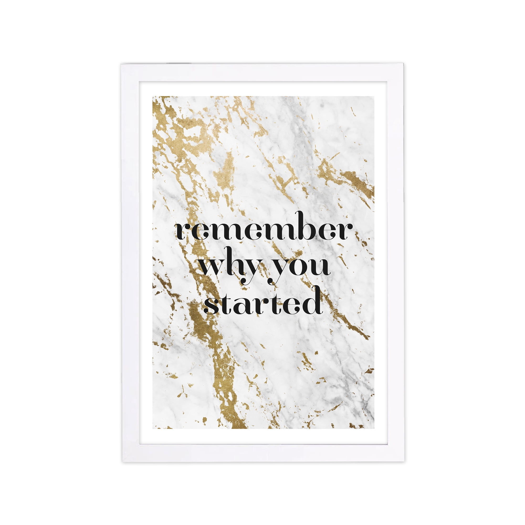 Wynwood Studio Typography and Quotes Framed Wall Art Prints 'Remember Where Marble' Motivational quotes - Gold, Black, 13" x 19"