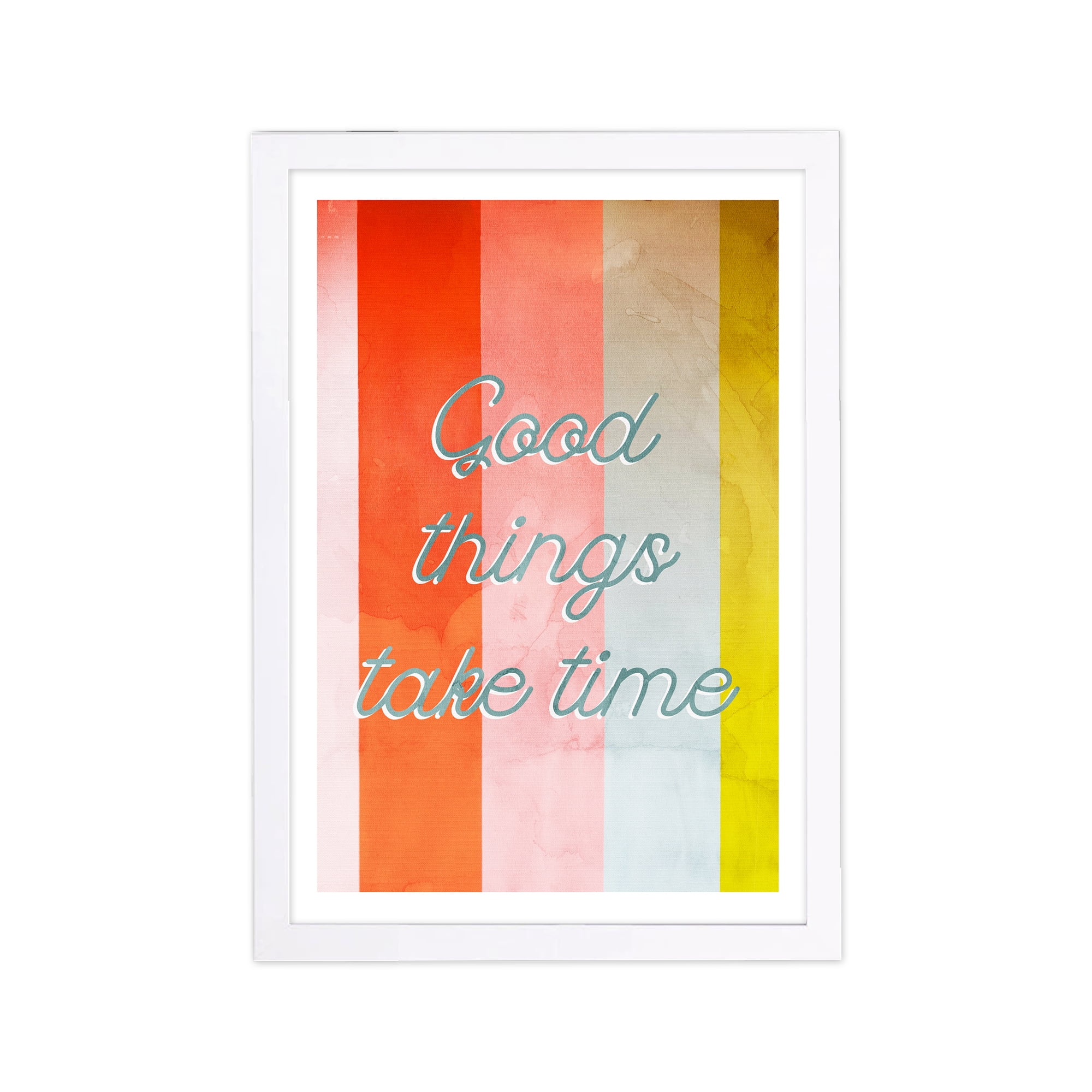 Wynwood Studio Typography and Quotes Framed Wall Art Prints 'Take Your Time' Motivational Quotes and Sayings - Orange, Blue, 13" x 19"