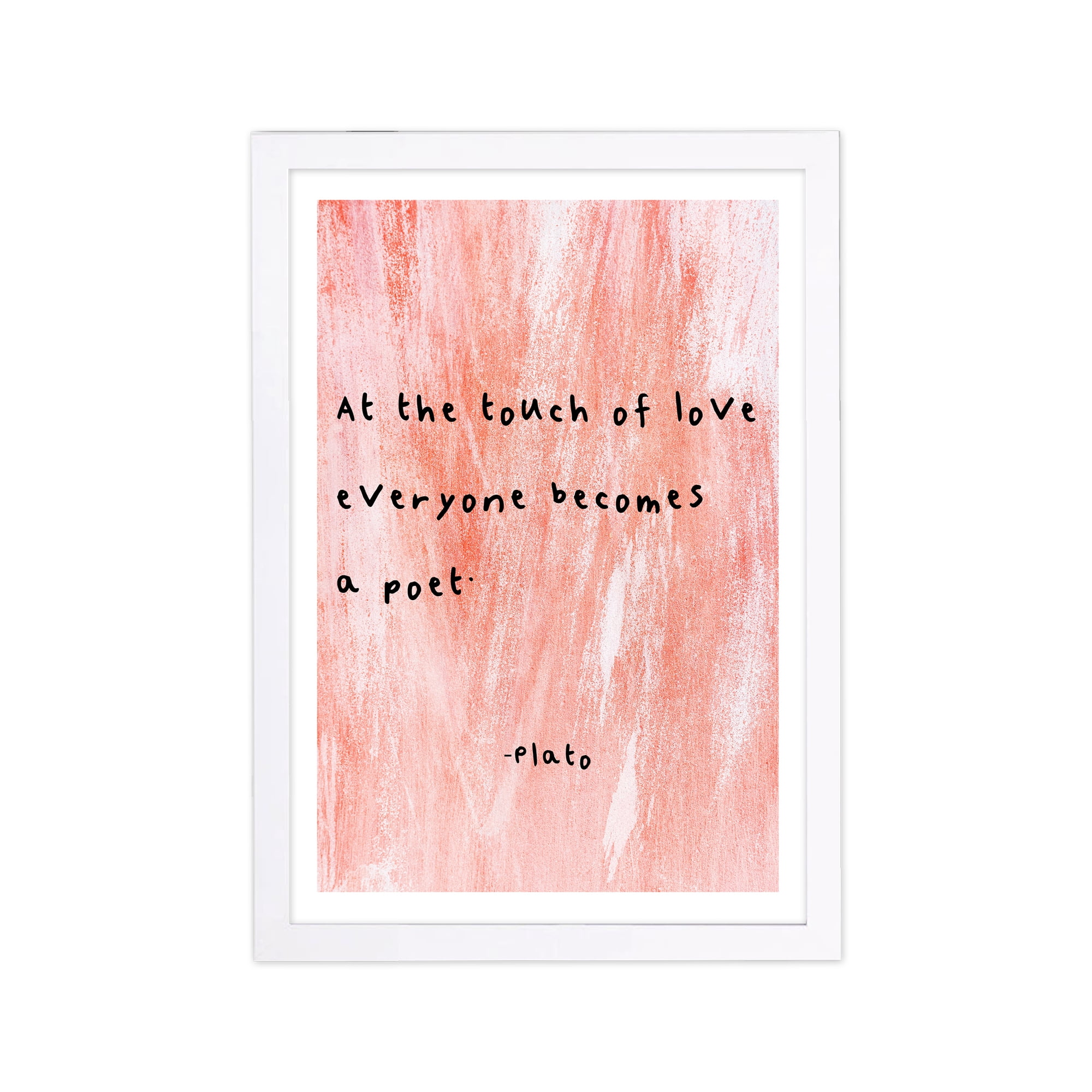 Wynwood Studio Typography and Quotes Framed Wall Art Prints 'Touch of Love' Love Quotes and Sayings Home Décor - Orange, Black, 13" x 19"