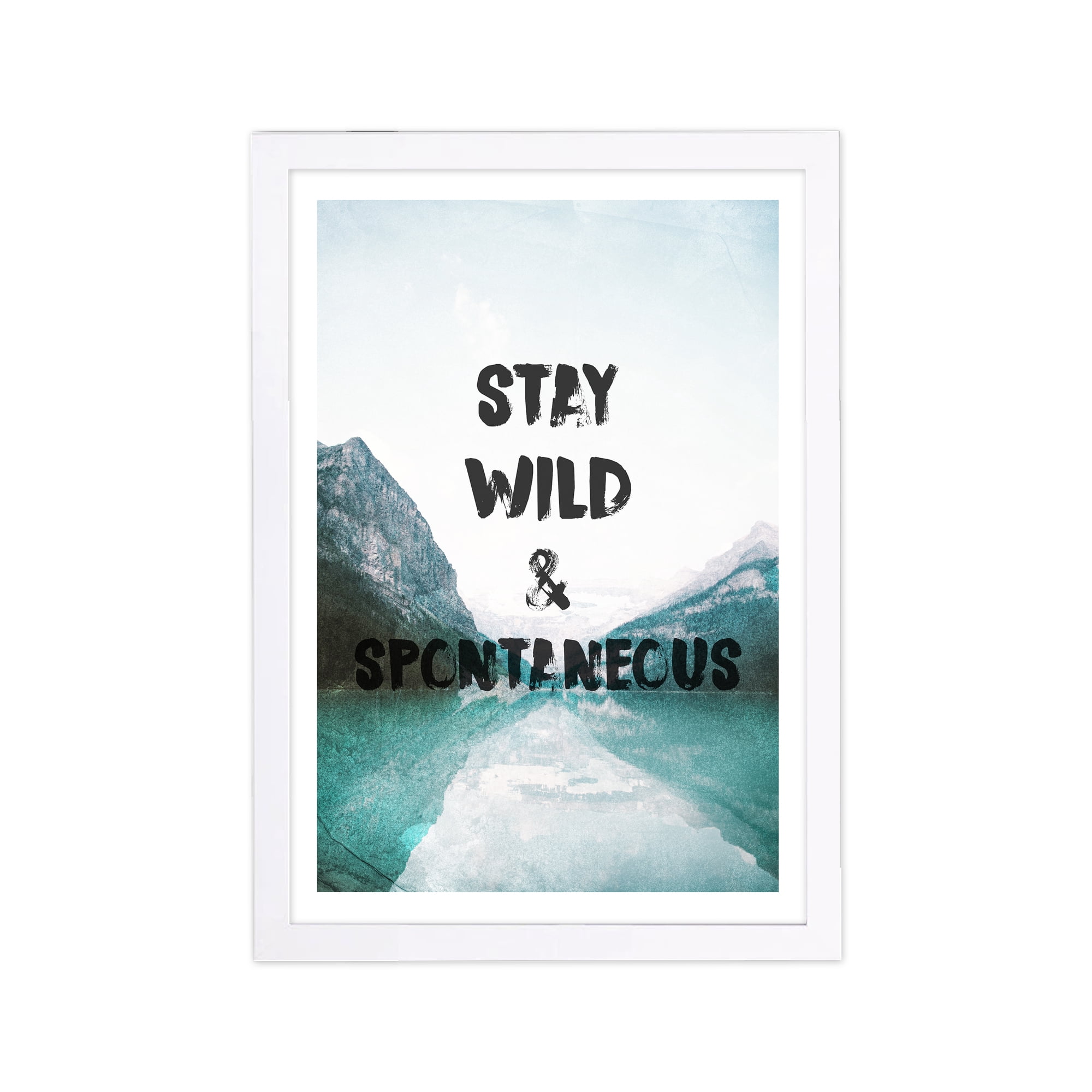 Wynwood Studio Typography and Quotes Framed Wall Art Prints 'Wild and Spotaneous' Motivational Quotes and Sayings - Blue, Black, 13" x 19"
