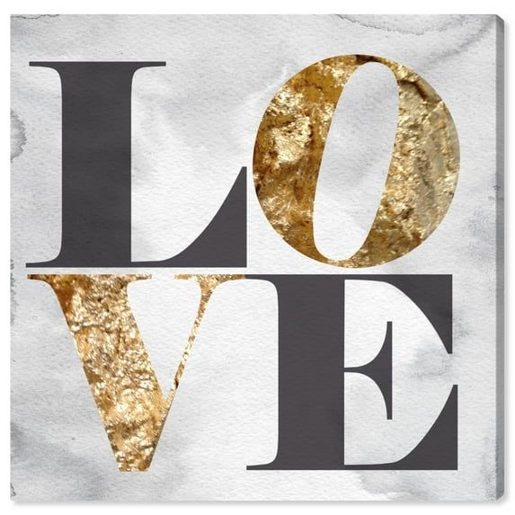 Wynwood Studio Typography and Quotes Wall Art Canvas Prints 'Build on Love Stone' Love Quotes and Sayings - Gray, Gold
