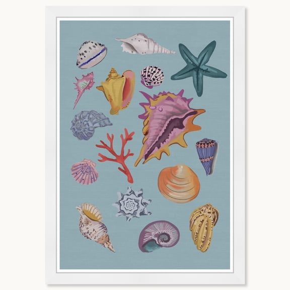 Wynwood Studio Under Sea Collection Ii Framed Tropical Chinoiserie Art Prints, 15 " x 21 ", White Satin Flat Frame