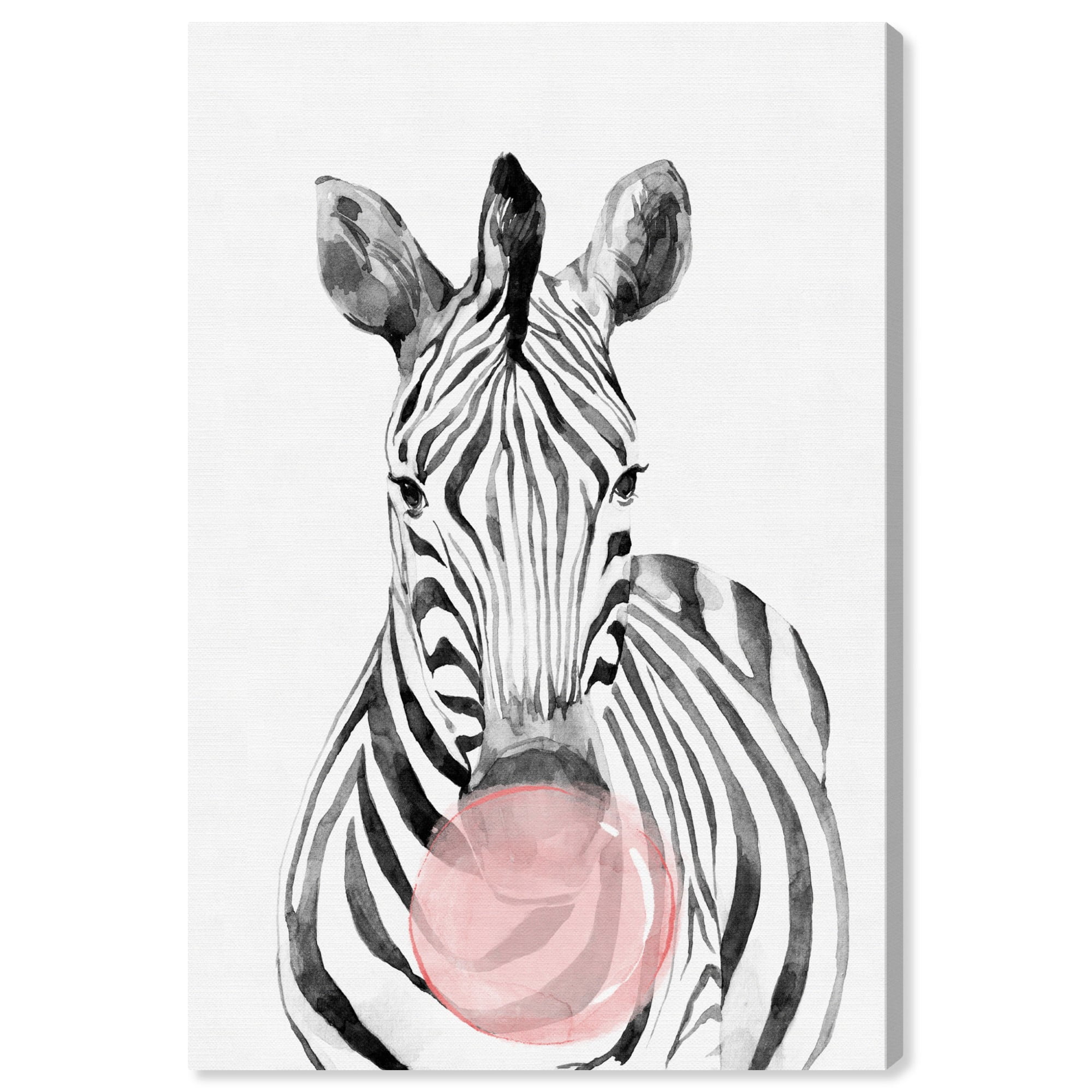 Wynwood Studio 'Zebra Bubblegum' Animals Wall Art Canvas Print - Pink, Black, 16" x 24"