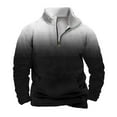 thumbnail image 1 of Wyobmus 2024 Fall Men's Mock Neck Pullover Gradient Color Quarter Zip Sweatshirt Long Sleeve Basic Tops Black, 1 of 4