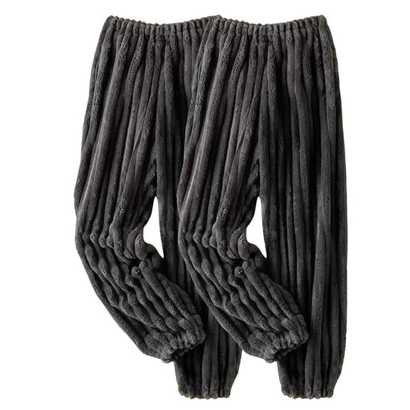 Wyobmus 2PC Fuzzy Pajama Pants for Men Solid Color Velvet Sleepwear Pjs Thick Warm Loose Pajamas Pants Size L-3XL Dark Gray