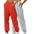thumbnail image 1 of Wyobmus 2PC Women's High Waisted Sweatpants Casual Solid Color Workout Active Joggers Pants Baggy Lounge Bottoms C-Orange, 1 of 6