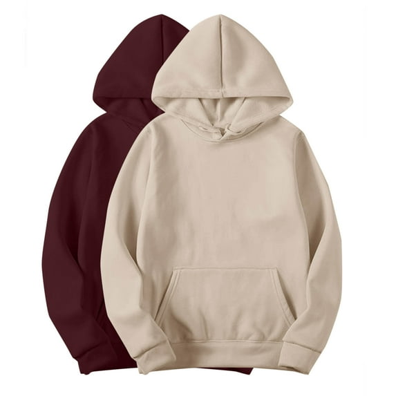 Wyobmus 2PC Womens Drawstring Hoodies Plus Size Sweatshirt Long Sleeve Hoodie Pullover Blouses Loose Fitting Tees Fashion Clothing Sweatshirts D-Burgundy