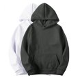 thumbnail image 1 of Wyobmus 2PC Womens Hoodies Oversized Sweatshirts Pullover Solid Color Long Sleeve Hooded Sweatshirt Fashion Y2K Clothes A-White, 1 of 4