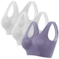 thumbnail image 1 of Wyobmus 3 Pack Sports Bras for Women Padded Seamless Support Wirefree Bra for Yoga Gym Workout Fitness 2*White/Purple, 1 of 4