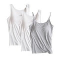 thumbnail image 1 of Wyobmus 3 Pack Women's Tank Tops 2 Piece Sleeveless Chest Pad Top Basic Layering Tanks Undershirt With Spaghetti Strap Camisole A-Dark Gray, 1 of 2