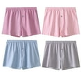 thumbnail image 1 of Wyobmus 4PC Boxer Briefs for Men Loose Breathable Pajama Shorts Lightweight Striped Button Boxer Briefs Underwear Shorts P-Multicolor, 1 of 7