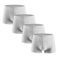 thumbnail image 1 of Wyobmus 4PC Ice Silk Boxer Underwear for Men Tagless Seamless Stretchy Cozy Underpants Loose Breathable Quick Dry Boxer Briefs Size L-3XL A-Silver, 1 of 2