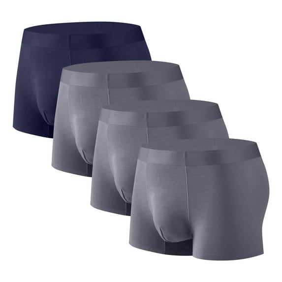 Wyobmus 4PC Tag Free Boxer Shorts for Men Seamless Quick Dry Cotton Underwear Loose Breathable Stretchy Cozy Boxer Size L-3XL B-Dark Gray