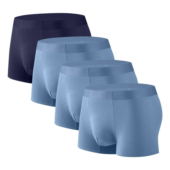 Wyobmus 4PC Tag Free Boxer Shorts for Men Seamless Quick Dry Cotton Underwear Loose Breathable Stretchy Cozy Boxer Size L-3XL B-Sky Blue