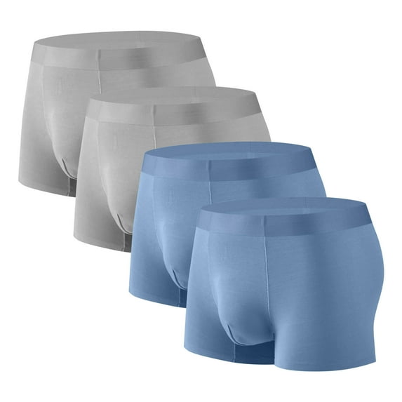 Wyobmus 4PC Tag Free Boxer Shorts for Men Seamless Quick Dry Cotton Underwear Loose Breathable Stretchy Cozy Boxer Size L-3XL C-Light Blue