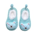 thumbnail image 1 of Wyobmus Baby Boy Girl Sock Shoes Soft Winter Fleece Warm Socks Cozy Bear Pattern Non-Skid First Walking Floor Crew Socks B-Light Blue*, 1 of 2