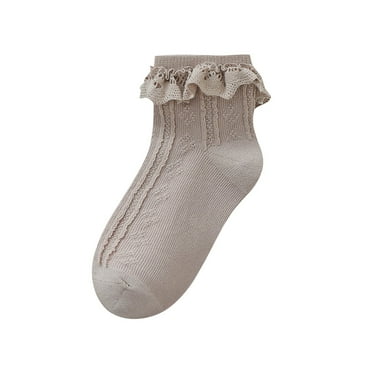 Wyobmus Girls Ruffle Socks Frilly Lace Socks Princess Dress Socks Soft Cotton Dance Socks for Newborn Infant Toddler Little Girls Coffee*