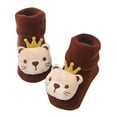 thumbnail image 1 of Wyobmus Baby Boys Girls Socks Shoes for 3-12M Soft Bear Doll Knitted Socks Infant Non Slip Crew Socks Cute Baby Walk Socks B-Brown*, 1 of 3