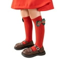 thumbnail image 1 of Wyobmus Baby Girl Christmas Cotton Knee High Socks Xmas Bow Stockings Ruffle Frilly Socks Toddler Little Girls Non Slip Sock G-Red*, 1 of 3