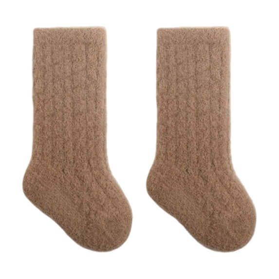 Wyobmus Baby Knee High Socks Fall Winter Fleece Thick Warm Socks Solid Color Cozy Crew Socks A-Gold*