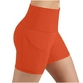 thumbnail image 1 of Wyobmus Biker Shorts for Women With Pockets Summer High Waisted Tummy Control Stertchy Yoga Workout Breathable Running Gym Ribbed Knit Active Shorts Orange, 1 of 5