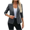 thumbnail image 1 of Wyobmus Blazers for Women 3/4 Sleeve Lapel One Button Open Front Suit Jacket Business Casual Work Blazer with Pockets Navy, 1 of 7