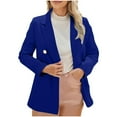 thumbnail image 1 of Wyobmus Blazers for Women Business Casual Long Sleeve Lapel Open Front Suit Jacket Work Blazer with Pockets B-Blue, 1 of 6