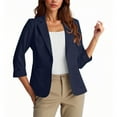 thumbnail image 1 of Wyobmus Blazers for Women Lightweight 3/4 Rolled Sleeve Suit Jacket Casual Business Blazer Jacket with Pockets Navy, 1 of 4