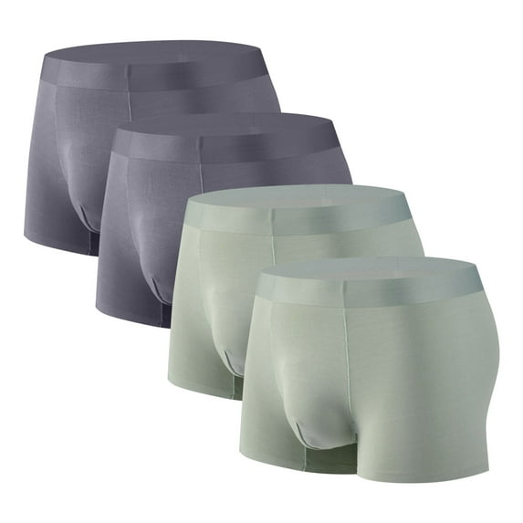 Wyobmus Boxer Briefs for Men Soft Modal Trunks Traceless Quick Dry Seamless Underwear,4-Pack A-Green