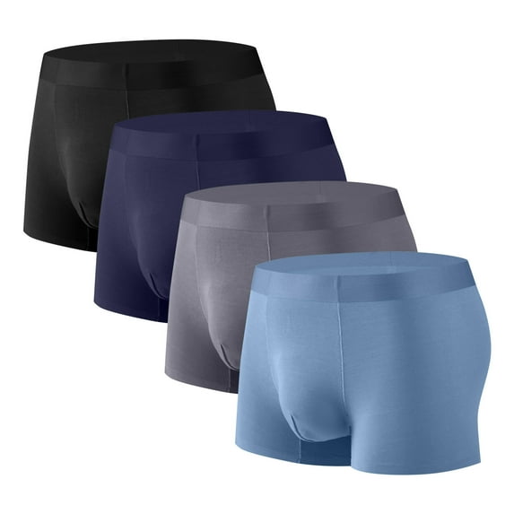 Wyobmus Boxer Briefs for Men Soft Modal Trunks Traceless Quick Dry Seamless Underwear,4-Pack B-Dark Blue